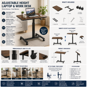Adjustable Height Laptop & Work Desk