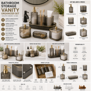 Bathroom Storage Vanity Organizer Set