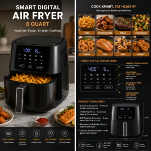 Smart Digital Air Fryer (6 Quart)